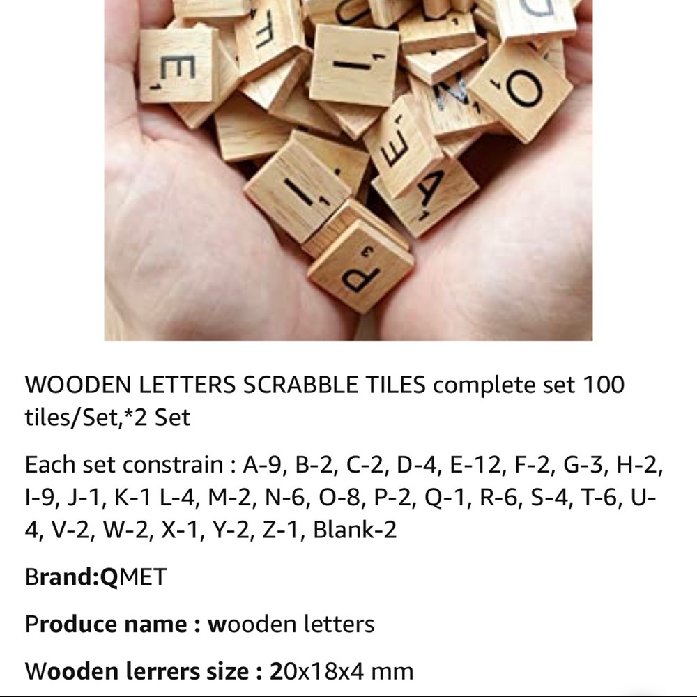 Scrabble wooden letters